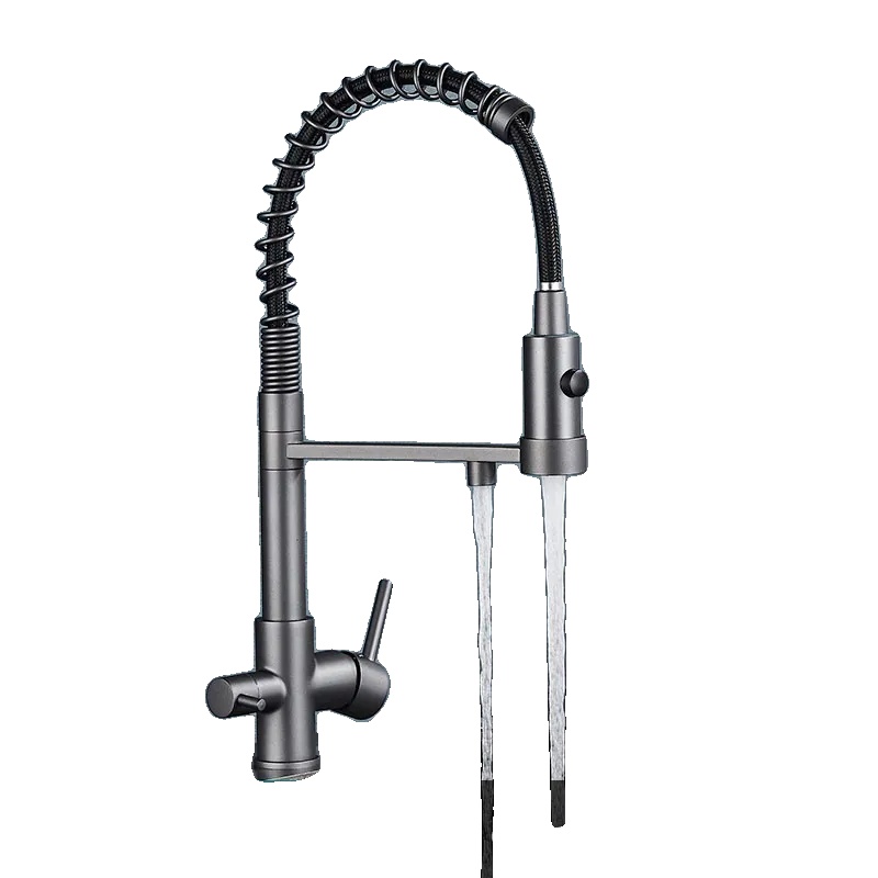Küchenarmatur, Dual-handle, 360-grad-drehung, Waffen-grau Farbe