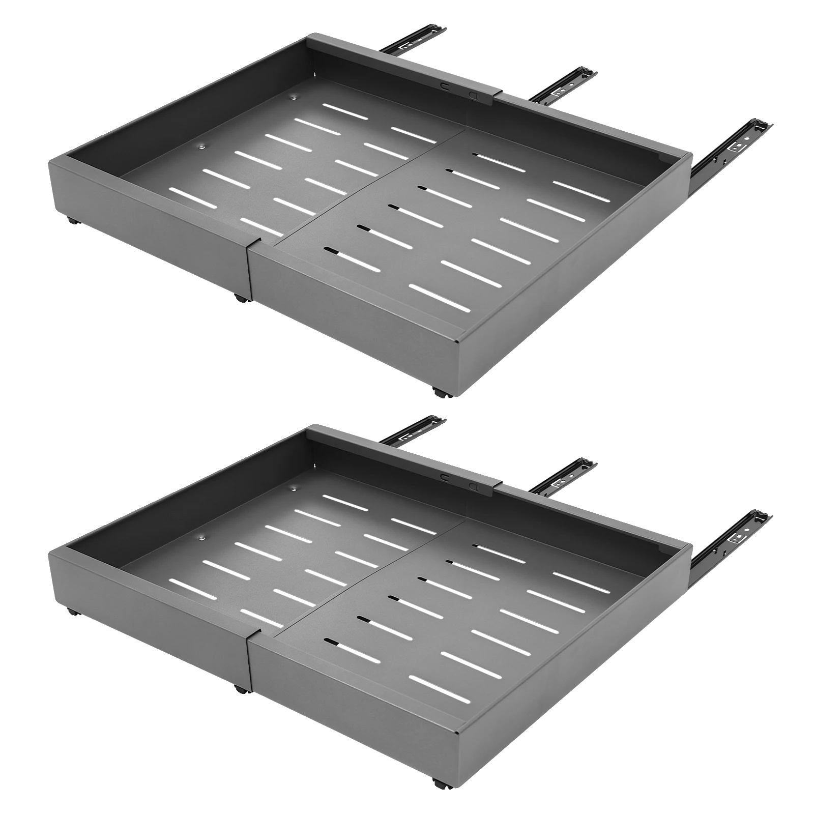 Teleskop-schublade, Ausziehbares Design, Platzsparende Aufbewahrung, 2pcs Grau