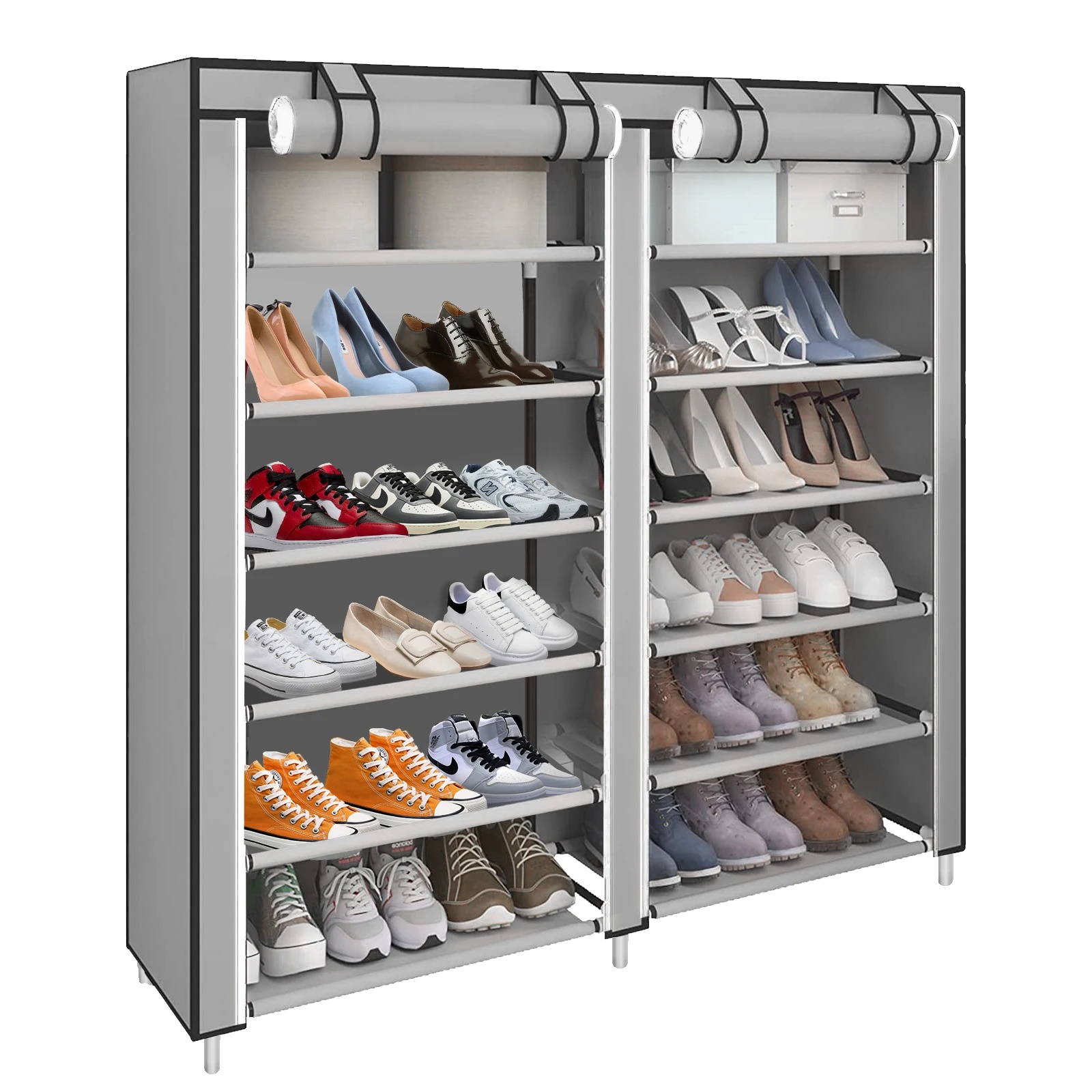Schuhregal, Langlebiges Material, Platzsparendes Design, Grau