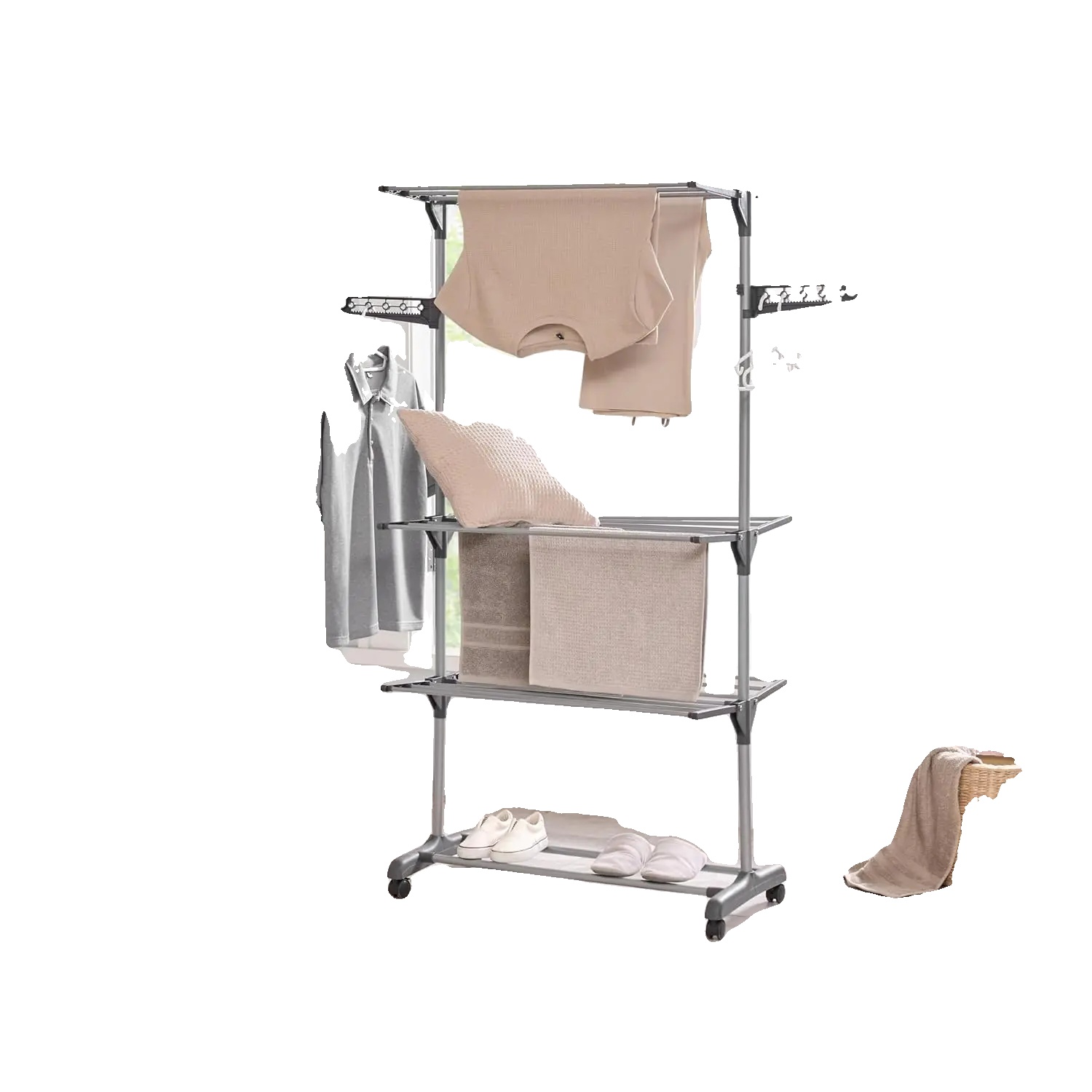 Wäscheständer, 3-stufiges Design, Faltbar Und Tragbar, Grau