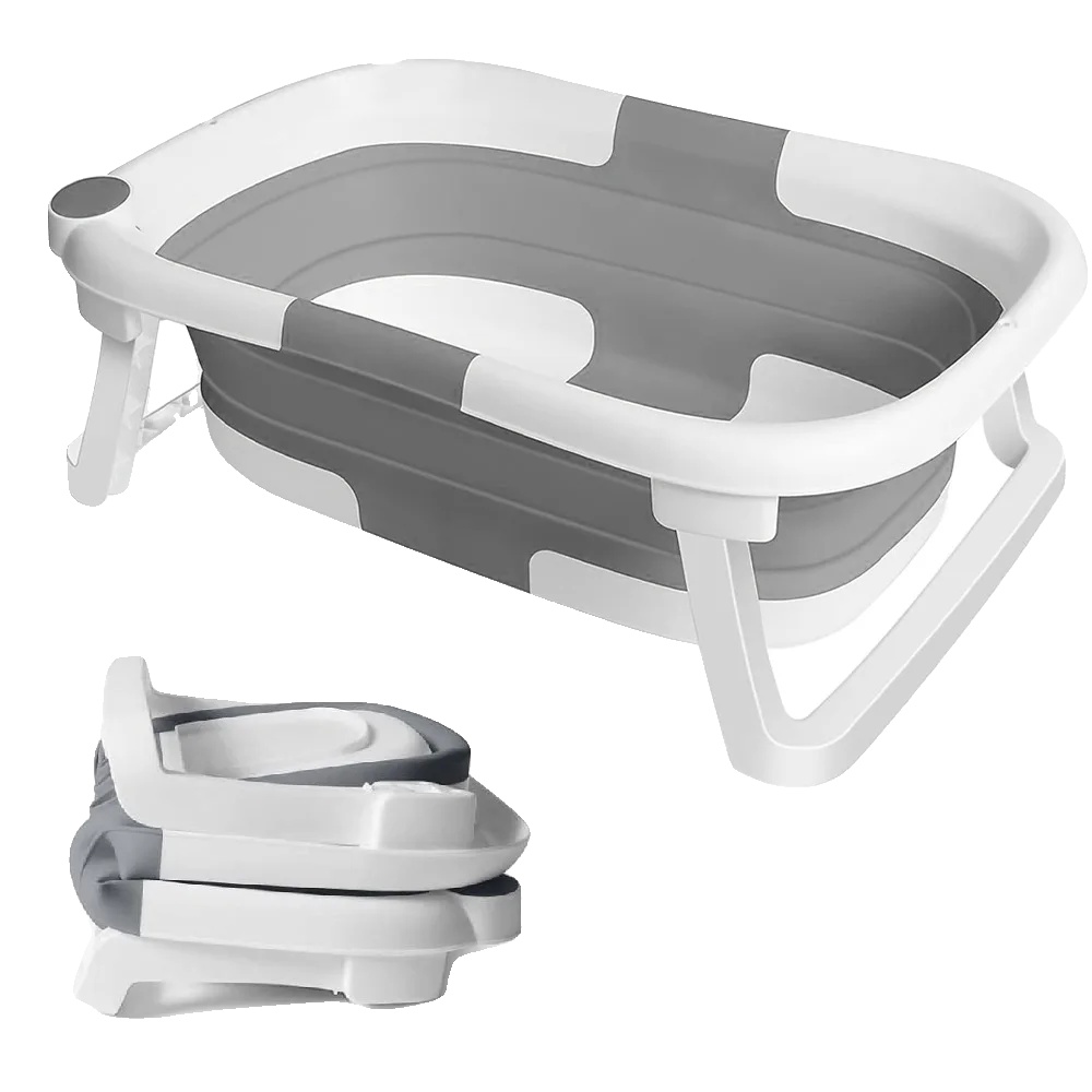 Babybadewanne, Faltbares Design, Sicherheits-temperaturanzeige, Grau