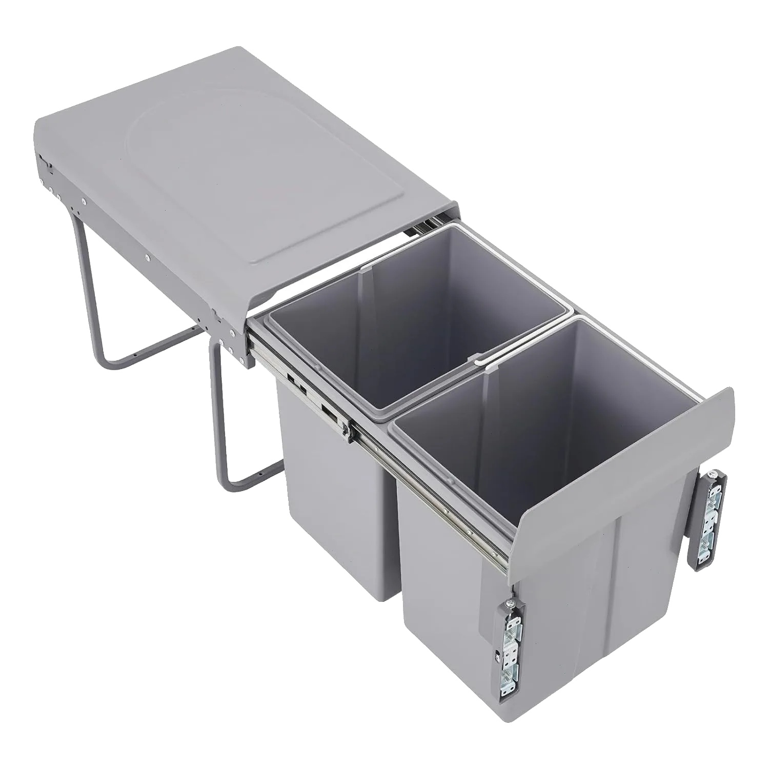 Ausziehbarer Mülleimer, 20l Fassungsvermögen, 49 35 43 Cm Abmessungen, Eisen- Und Kunststoffmaterial, Doppelkammerdesign, Robuste Konstruktion