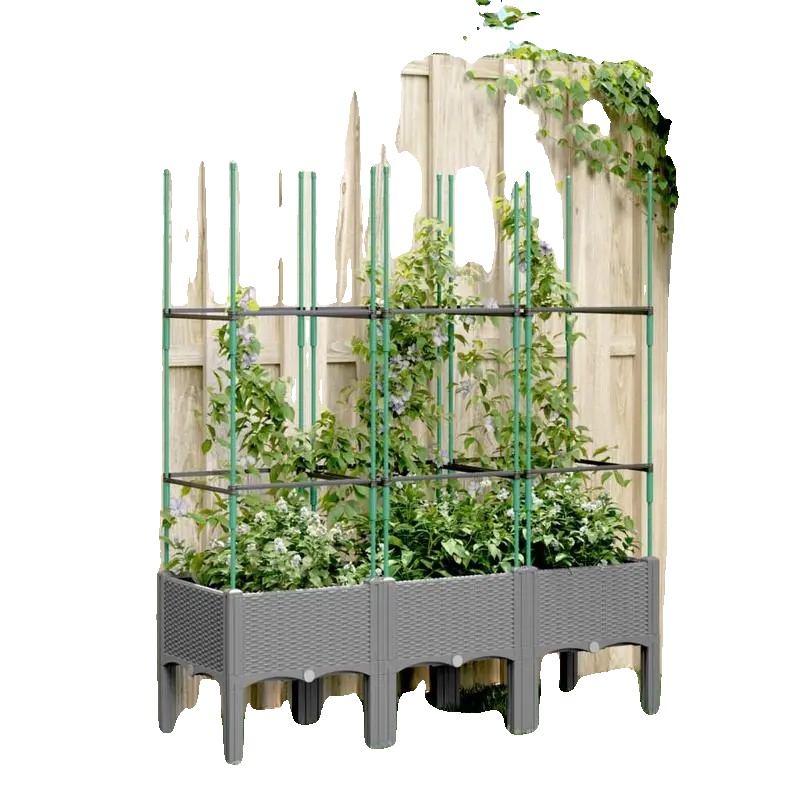 Pflanzer, Integrierter Spalier, Robuste Metallkonstruktion, Grau
