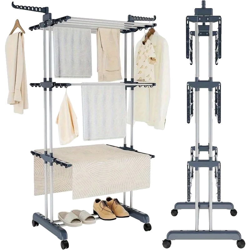 Wäscheständer, Wasserdicht, Platzsparendes Design, Grau