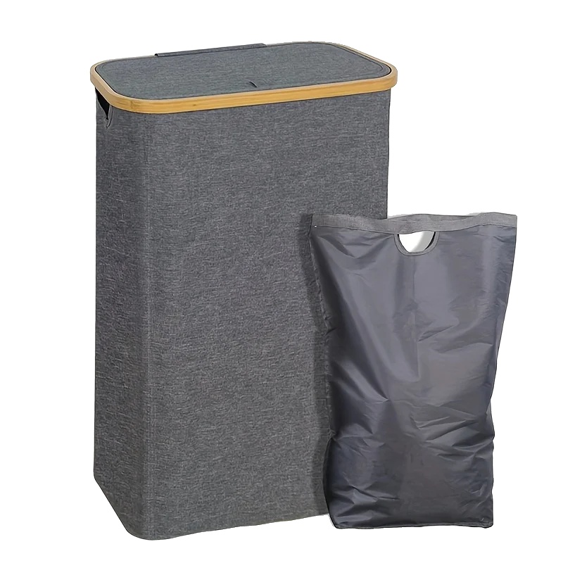 Wäschekorb, Schlankes Design, Abnehmbarer Sack, Grau, 60l