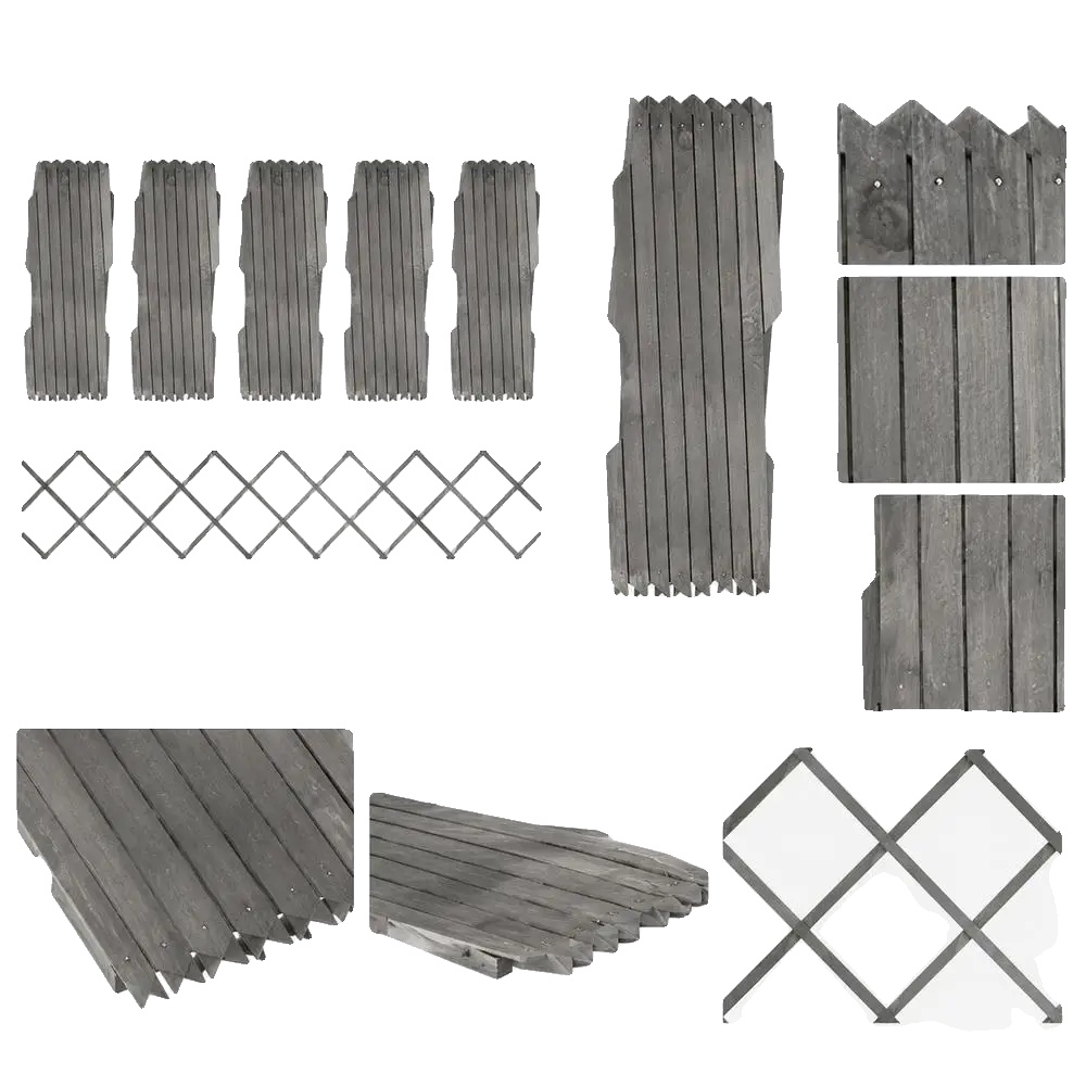 Erweiterbares Gartenzaunpanel, Massivholz Fichte, Gitterspalier-design, Grau