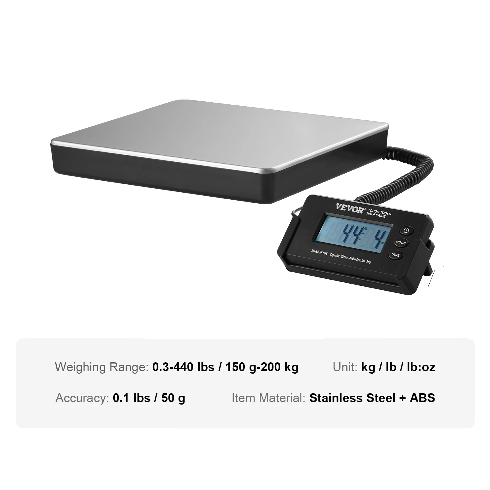 Digitale Waage, Hd Lcd-display, Bis Zu 200 Kg Tragfähigkeit, 440 Lbs
