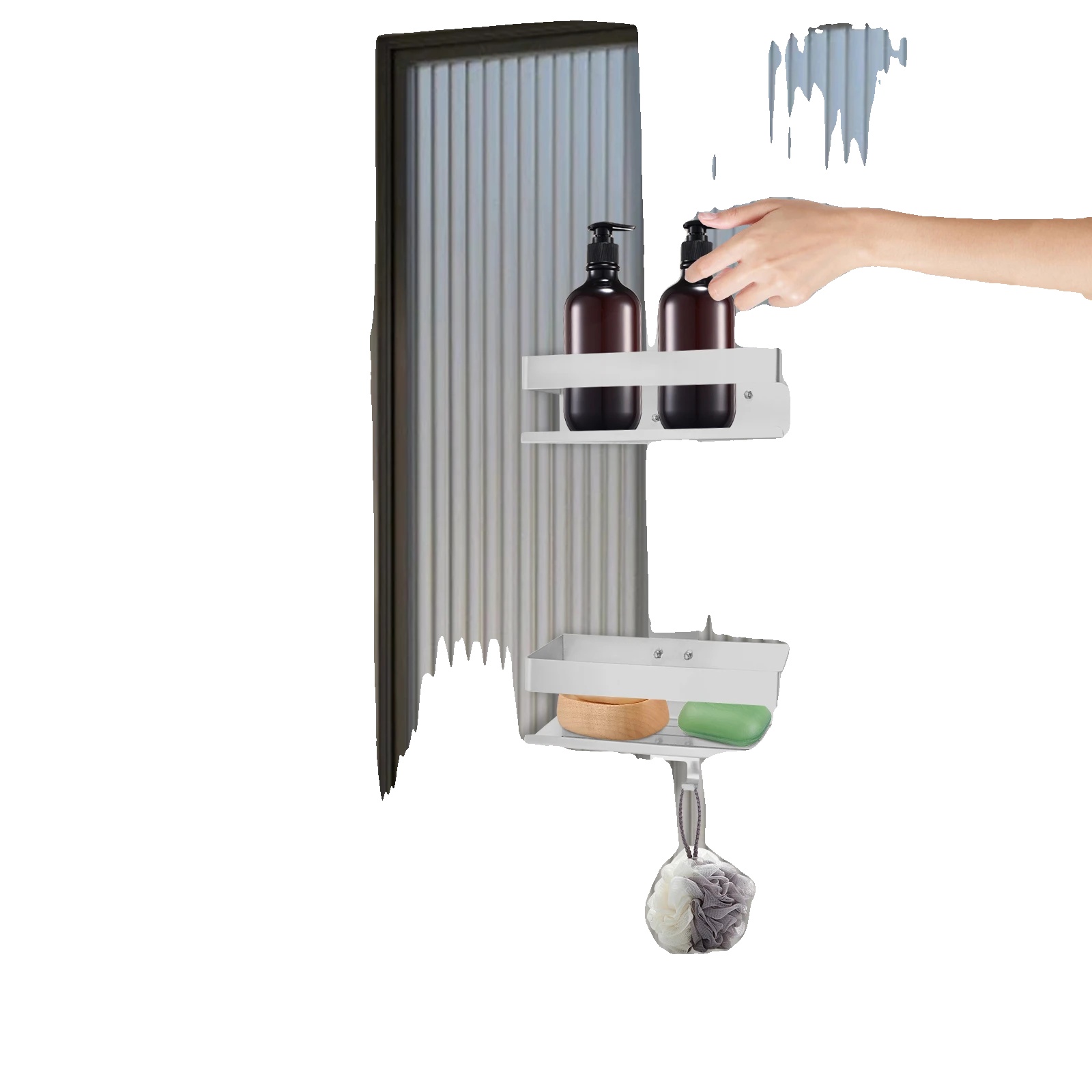 Badezimmerregal, 2-stöckiges Design, Langlebiger Edelstahl, Silber