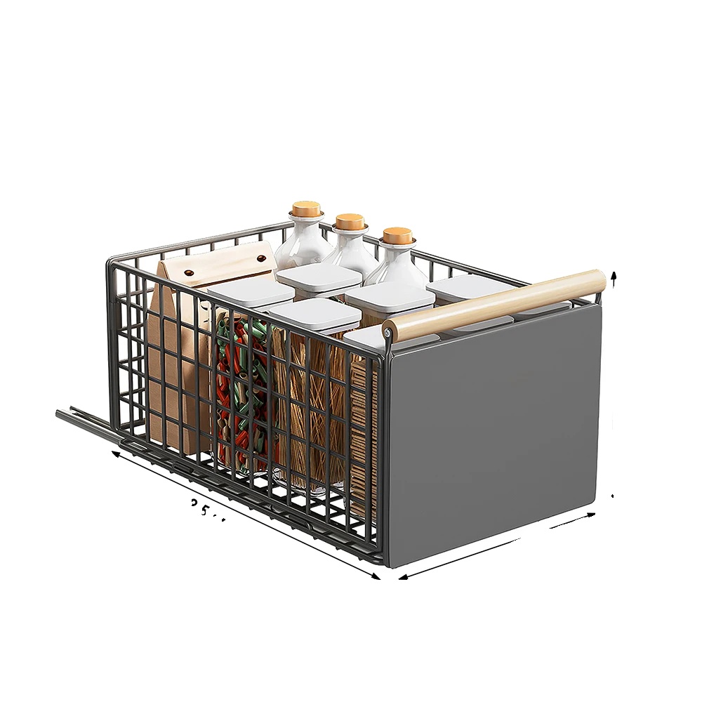 Schrankorganizer, Faltbares Design, Sanfter Ausziehmechanismus, Grau L, 1-stufig