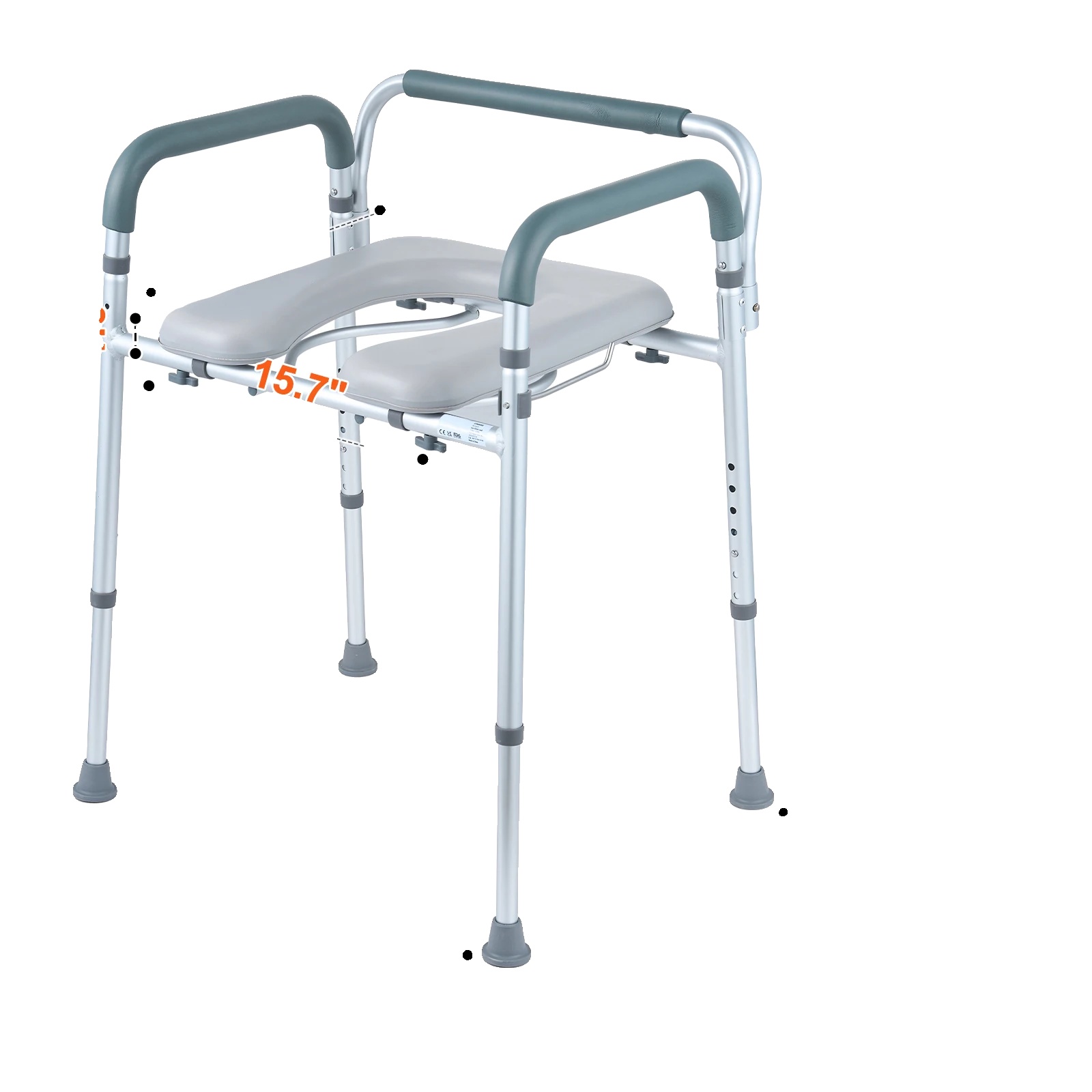 Kommode Stuhl, Höhenverstellbar, Gepolsterter Sitz, 350bls Typb