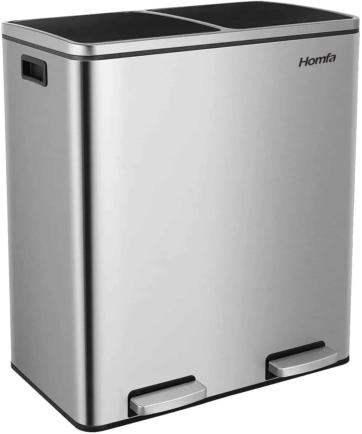 Küchenmüllbehälter, Edelstahl, Soft-close-deckel, Silber, 60l