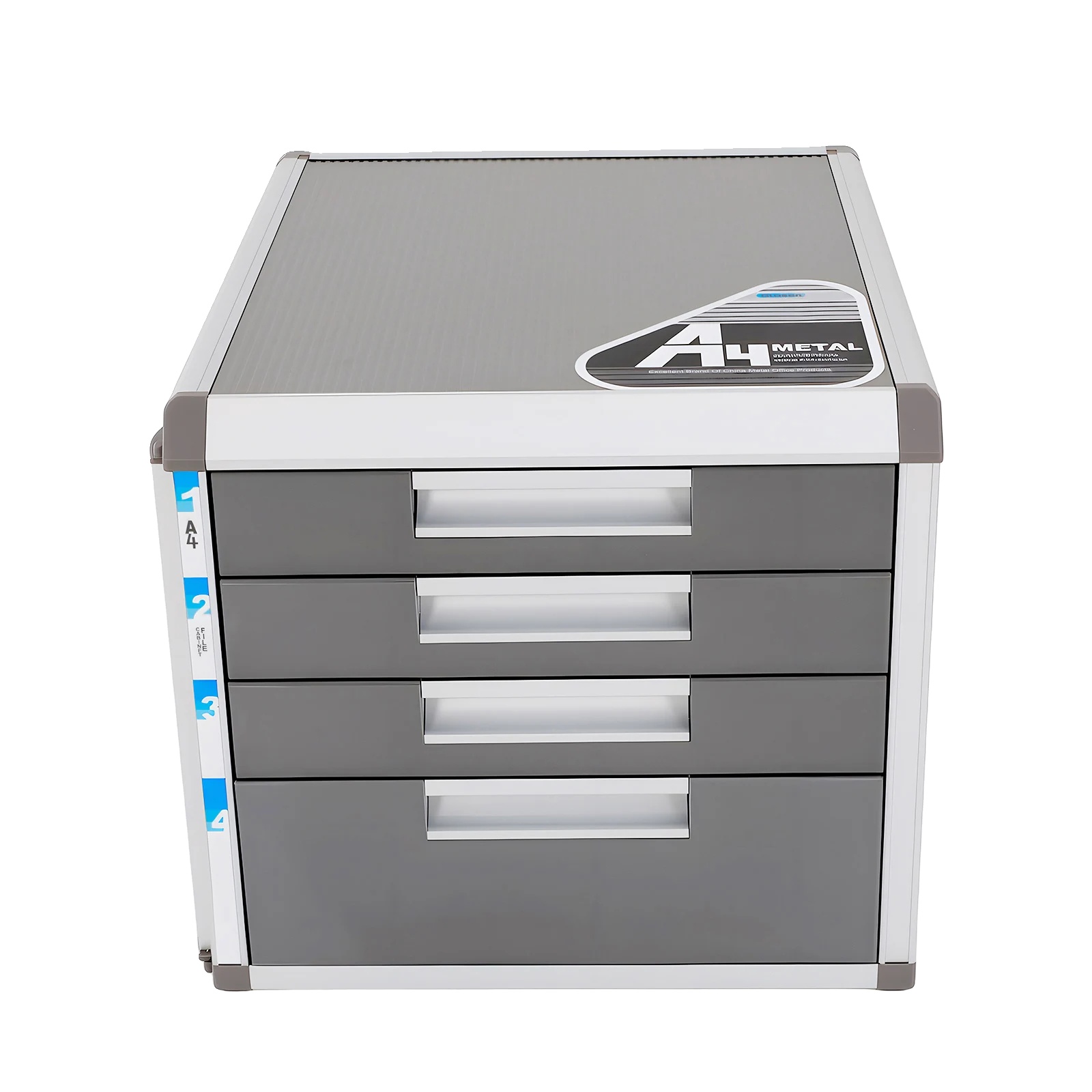Aufbewahrungsschrank, 4 Schubladen, Langlebige Aluminiumlegierung, Grau