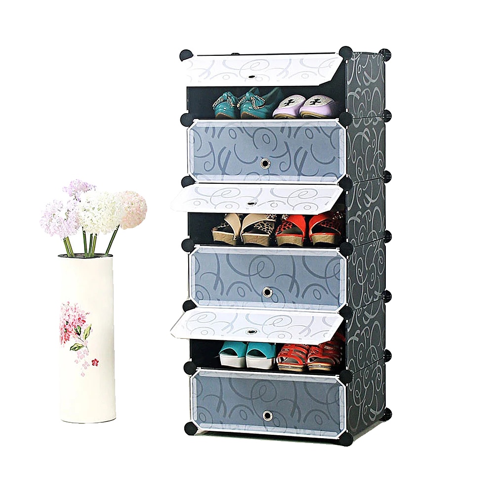 Schuhregal, Kunststoff-pp-platten, Eisenrahmen, Abmessungen 45x36x30 Cm, 6 Aufbewürfungen, 10 Kg Kapazität Pro Würfel
