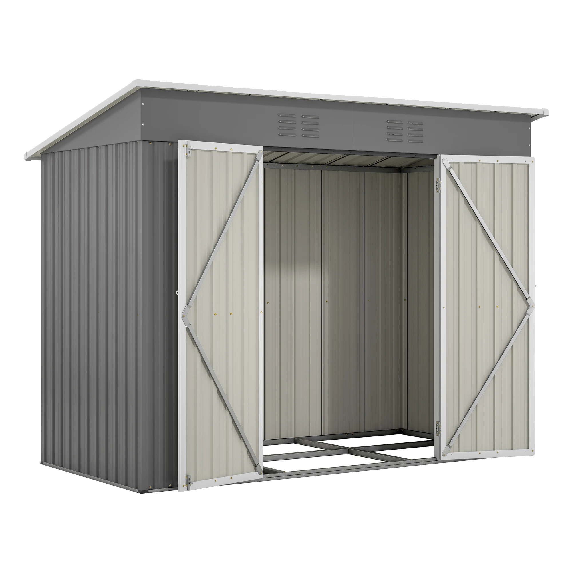 Gartenhaus, Wetterfeste Metallkonstruktion, Langlebiges Design, Grau, 8x4ft