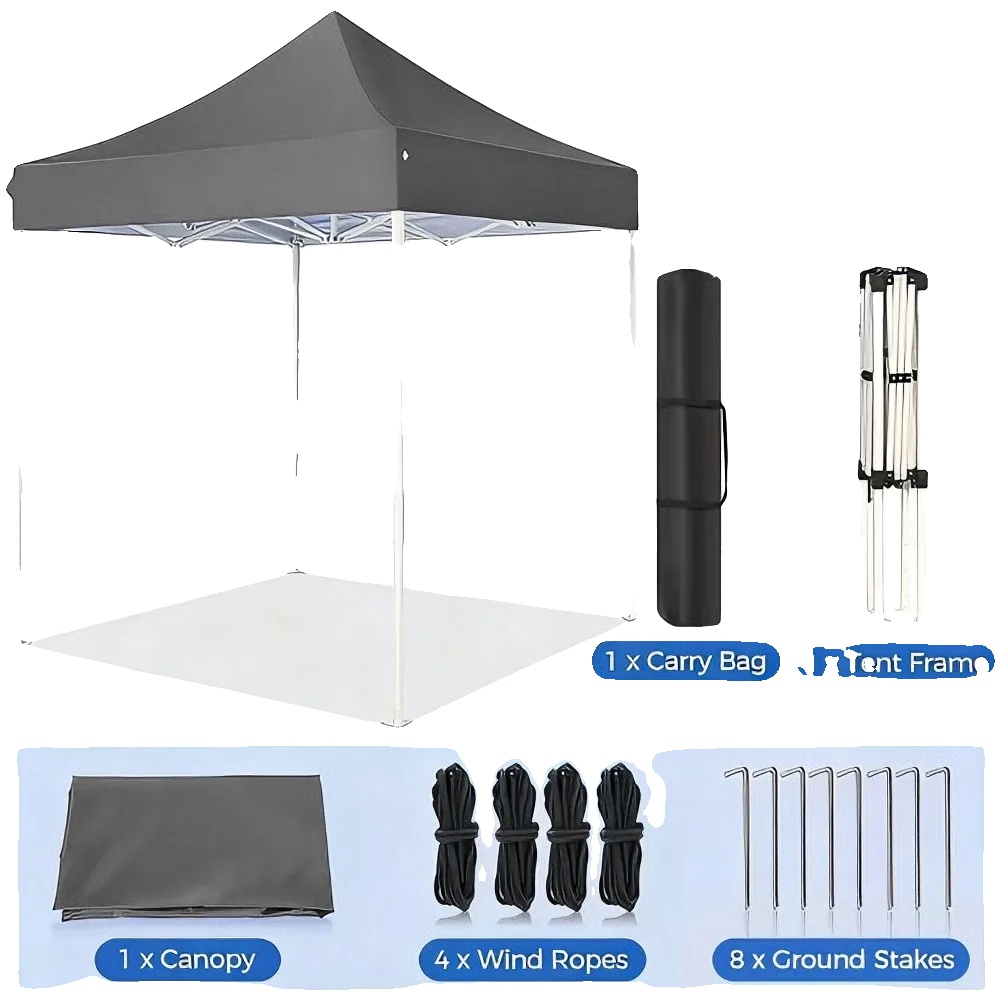 Pavillon, Tragbar, Einfache Montage, Grau-2x2meter