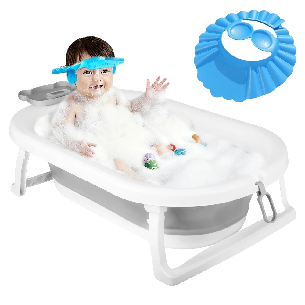 Faltbare Babybadewanne, Umweltfreundliches Material, Integriertes Thermometer, Bär