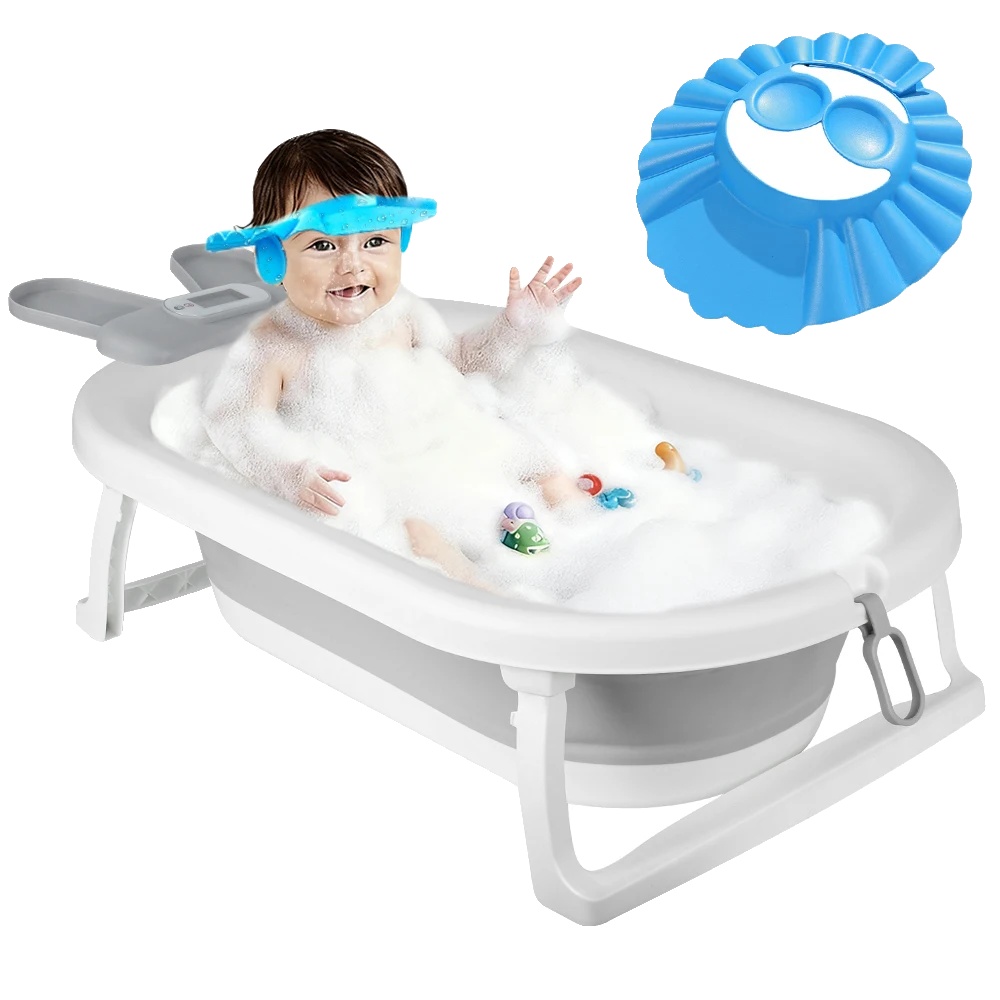 Faltbare Babybadewanne, Umweltfreundliches Material, Integriertes Thermometer, Kaninchen