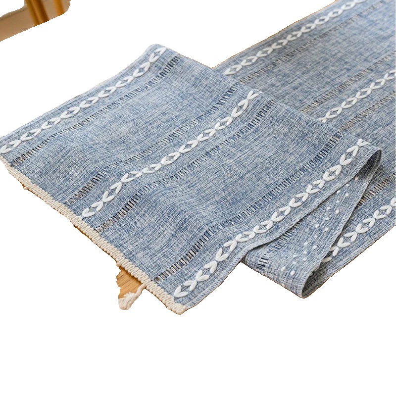 Tischläufer, Rustikales Design, Baumwoll-leinen-mischung, 35x160cm 1stück-a, Grau A