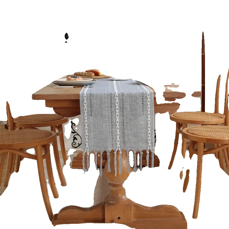 Tischläufer, Rustikales Design, Baumwoll-leinen-mischung, 35x220cm 1stück, Grau B