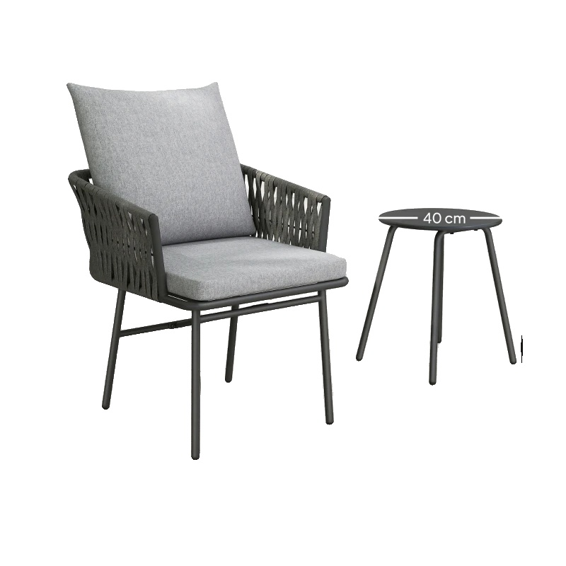 Rattan Bistro Set, Bequeme Sitzgelegenheit, Langlebige Konstruktion, Grau