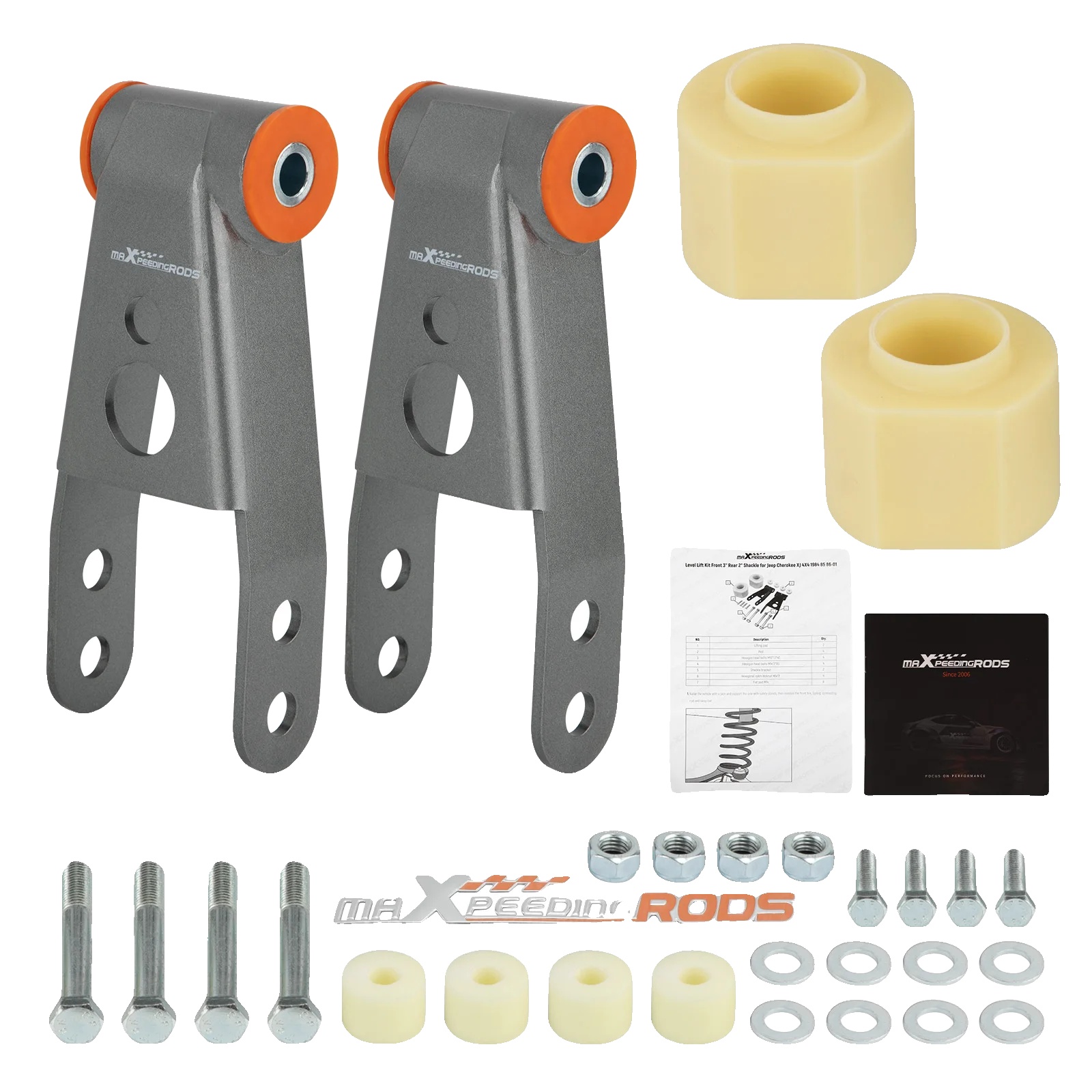 Level Lift Kit, 3-zoll Vorderlift, 2-zoll Hinterlift, Passend Für Jeep Cherokee Xj 1984-2001, Robustes Stahlmaterial, Verbesserte Reifenkompatibilität