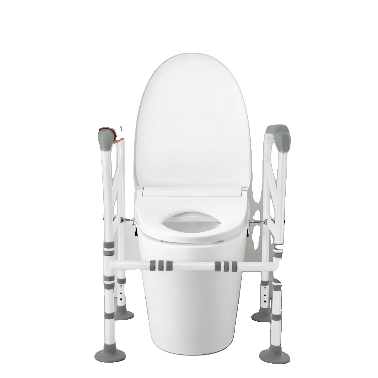 Toilettensicherheitsrahmen, Verstellbare Höhe 68,5-73,5 Cm, Tragfähigkeit 150 Kg, Armlehnenlänge 48 Cm, Vorderer Balken 25-30 Cm Verstellbar,
