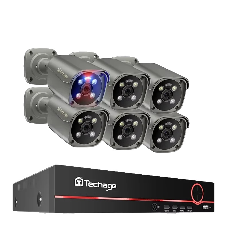 Sicherheitssystem, 8 Kanäle, 4k Ip-kameras, 8ch 6stk 8mp Kamera, Kein Integrierter Hdd