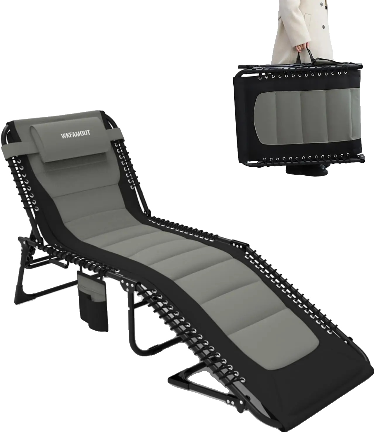 Faltbares Strandbett, 5-stufig Verstellbar, Tragbarer Liegestuhl, 1stück 200x68x35cm
