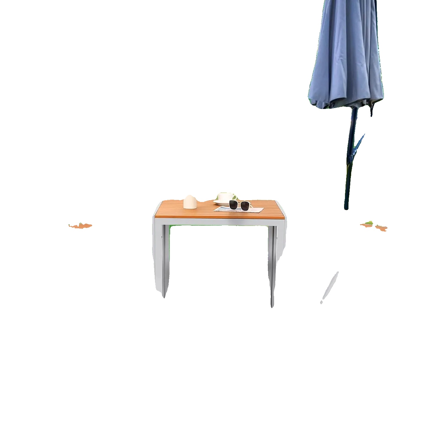 Gartenmöbelset, Verstellbare Klappstühle, Wpc-quadrattisch, Grau.holzmaserung