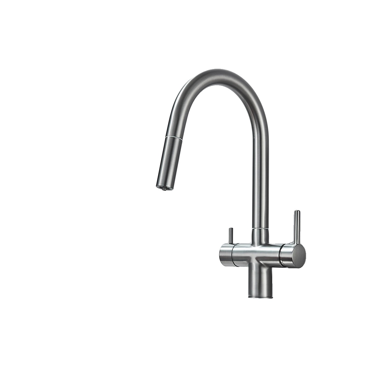 Küchenarmatur, Dual-handle, 360-grad-schwenk, Waffen-grau