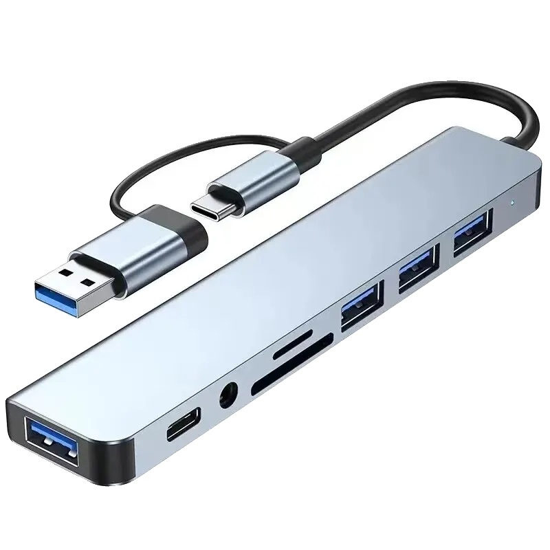 Usb-hub, 8-port-konnektivität, Hochgeschwindigkeits-datenübertragung, Grau