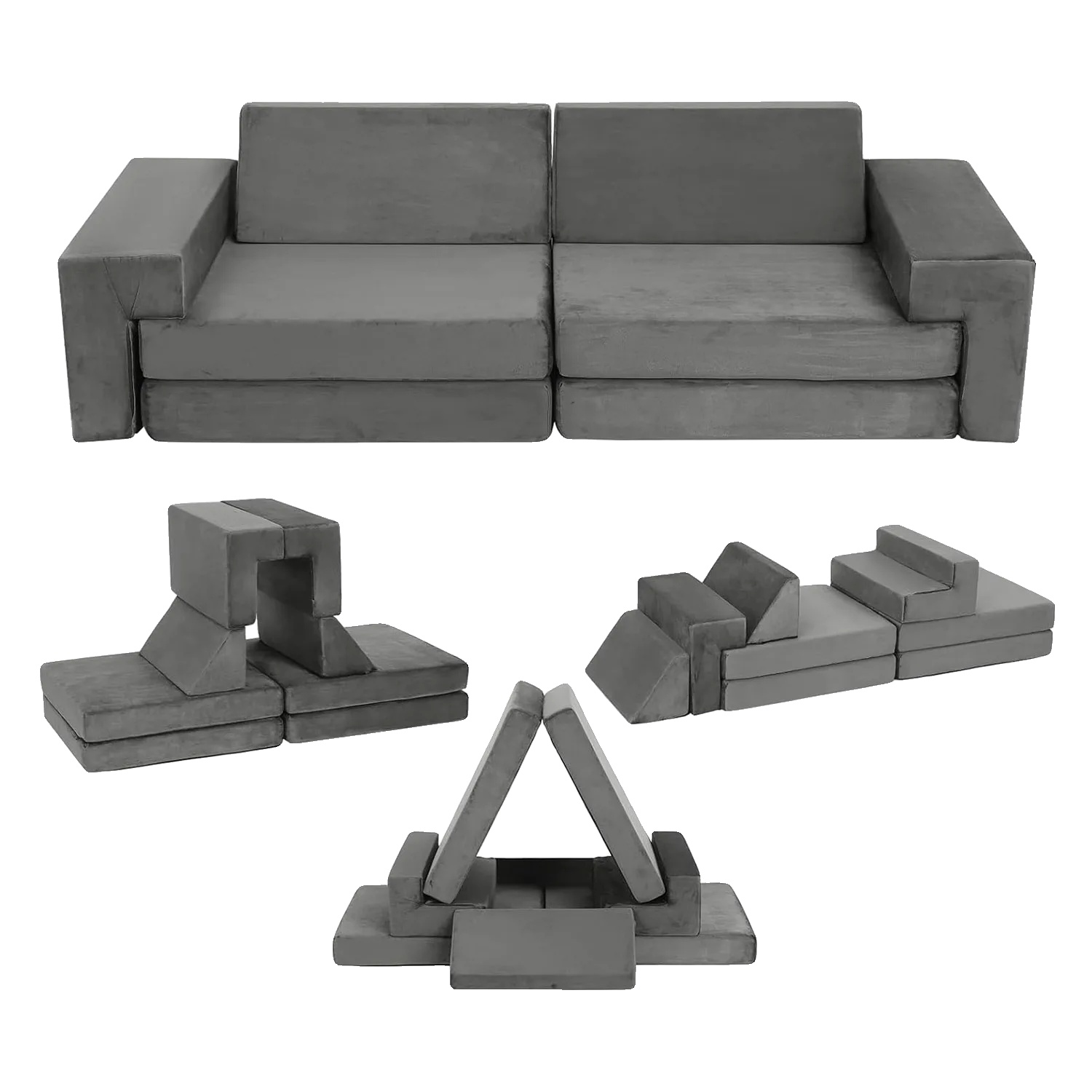 Modulare Kinder-spielcouch, Weicher Schaum, Vielseitige Konfigurationen, Grau