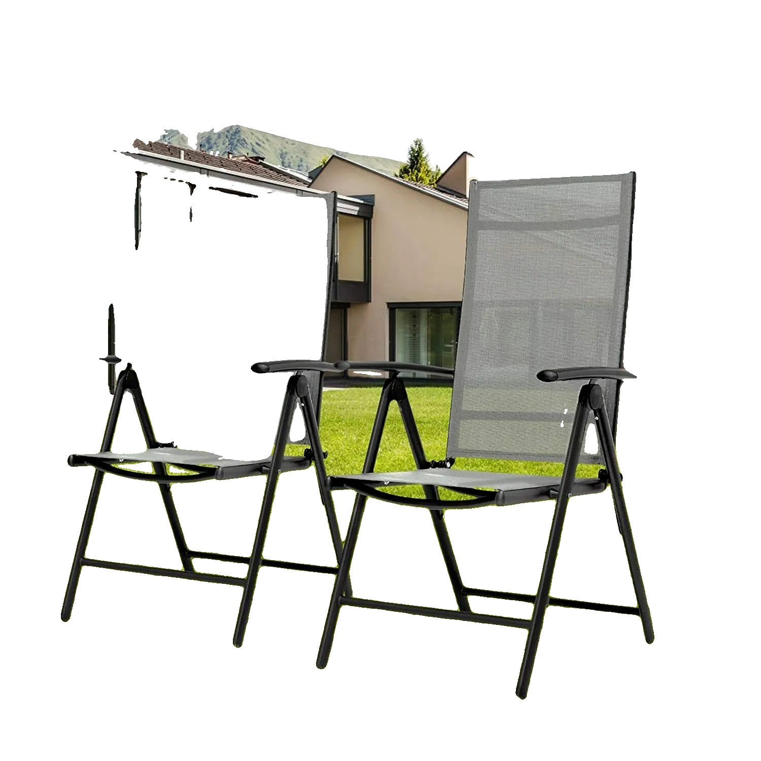 Klappliege, Aluminiumrahmen, Faltbares Design, 7 Verstellbare Positionen, 120 Kg Tragfähigkeit, 65 X 56 X 107 Cm
