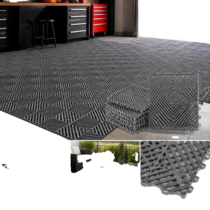 Entwässerungsmatte, Modulares Steckdesign, Rutschfeste Oberfläche, Grau, 0.8m, 200m