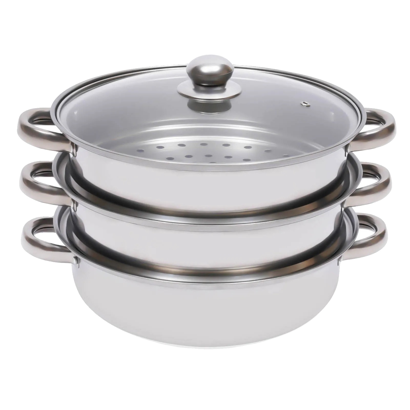 Dampfgarer, 3-stufiges Design, Langlebiger Edelstahl, Silber