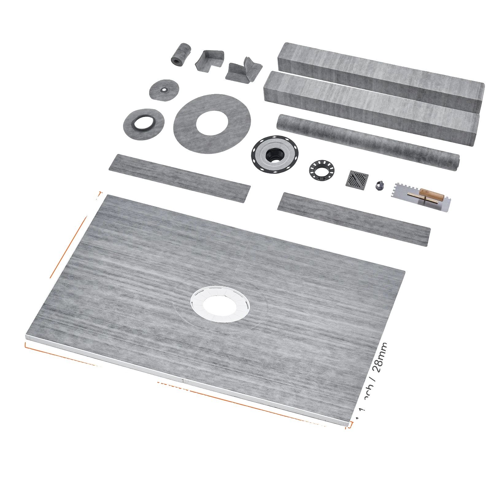 Duschbordstein-kit, Wasserdichte Membran, Einfache Installation, Pvc 48x60 In