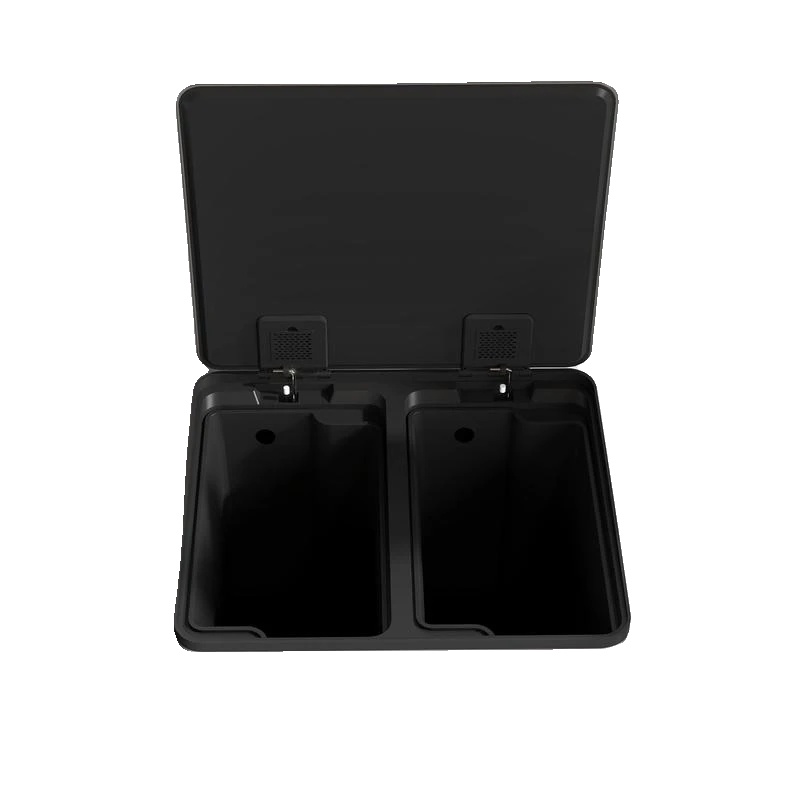 Küchenabfallbehälter, Duale Kammer, 20l Kapazität Für Jeden Behälter, Soft-close Deckel, Robustes Edelstahl, Abmessungen: 41,8 X 36,7 X 58 Cm