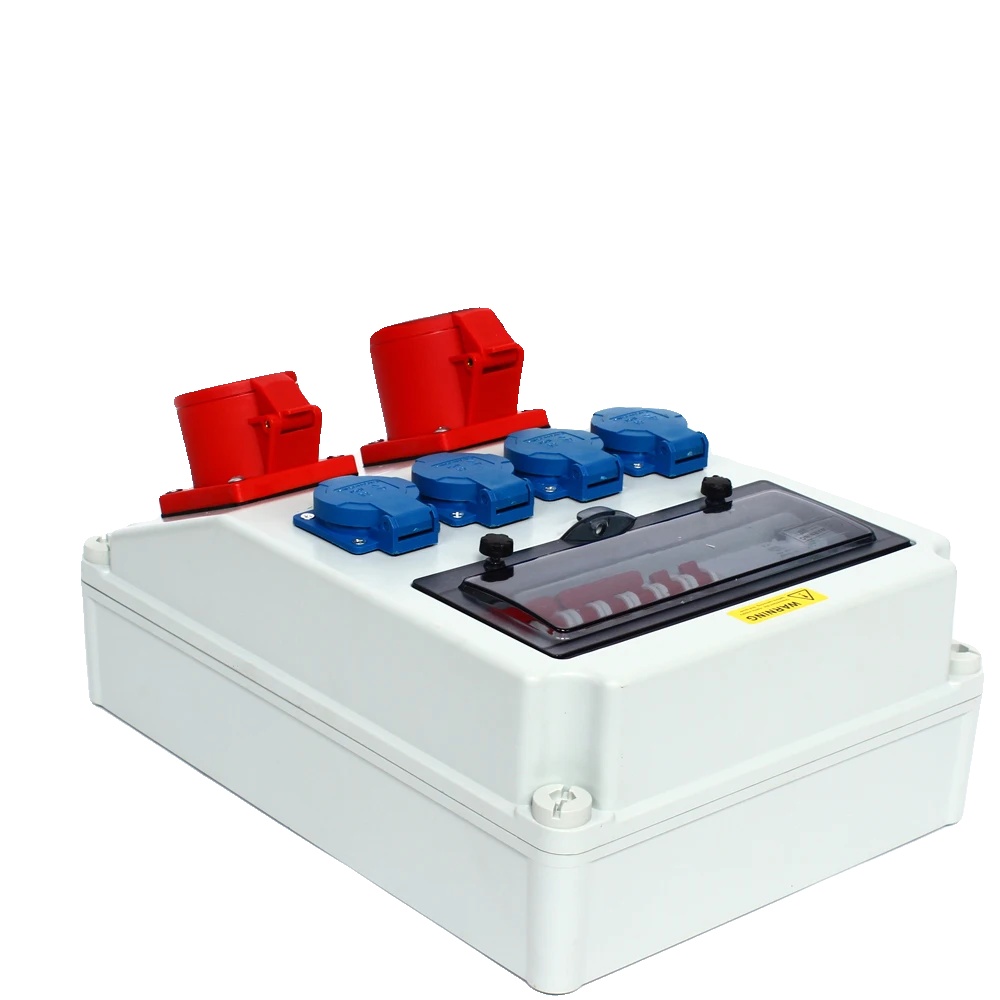 Stromverteilungsbox, Schutzart Ip44, Spannung Ac 250v Und 380v, Strom 16a Und 32a, Abmessungen 38 X 28 X 15 Cm, Mehrphasenkompatibilität