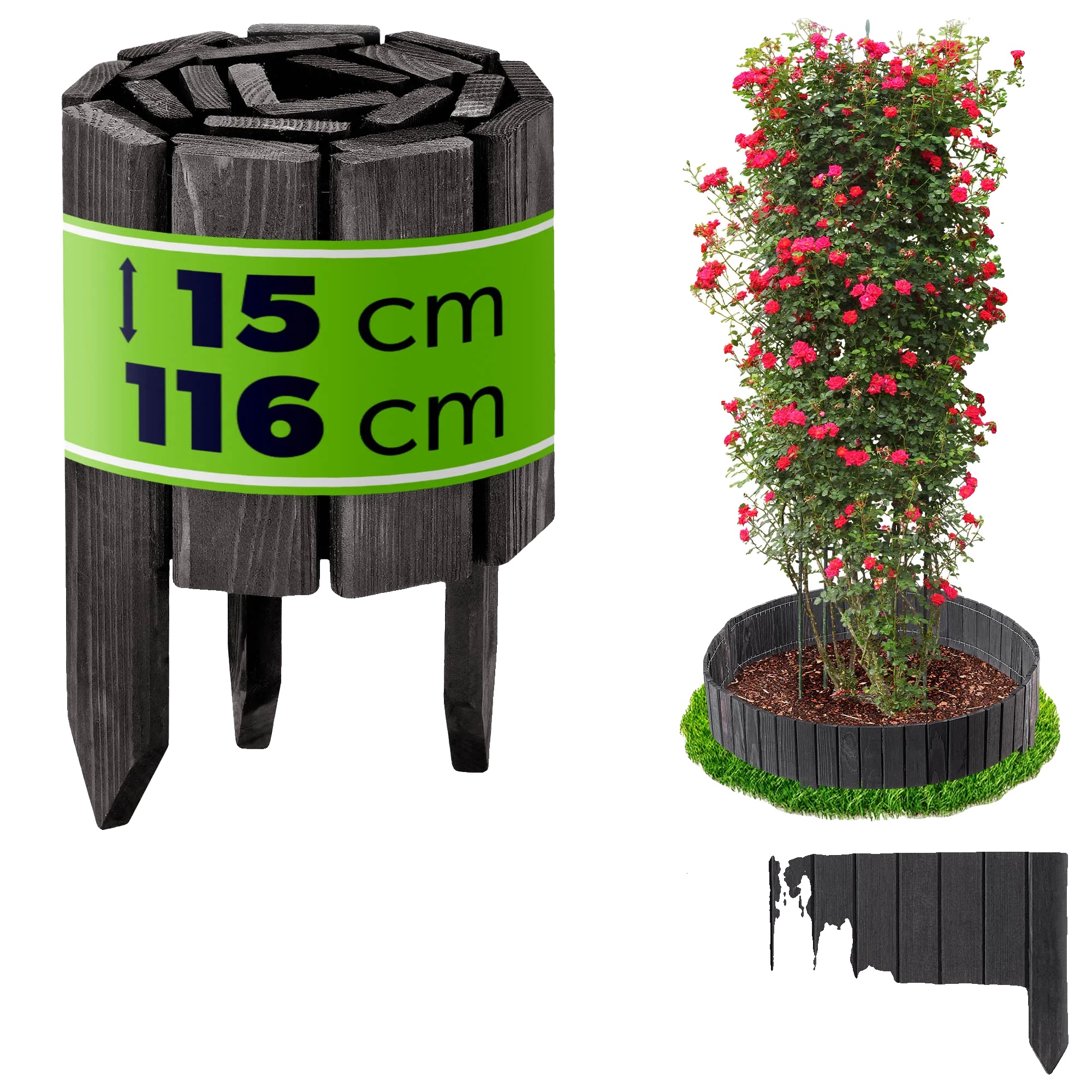 Gartenzaun, 15 Cm Höhe, 116 Cm Länge, Wetterfest, Flexibles Design, Werkzeugfreie Montage