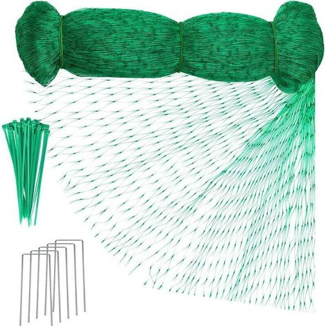 12 M X 4 M Vogelschutznetz, Gartenschutznetz, Gemüsegartennetz, Obstbaumnetz Mit 5 U-förmigen Gartenpfählen Und 20 Kabelbindern Für Gemüsegärten Und Teiche, Von Debuns
