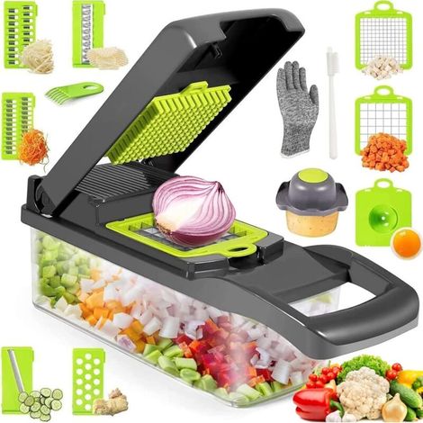 15-in-1 Küchenmandoline, Multifunktionaler Gemüseschneider Mit 7 Klingen, Gemüseschneider Mit Schutzhandschuhen, Professioneller Manueller Gemüseschneider Für Zwiebeln, Kartoffeln, Karotten, Gurken
