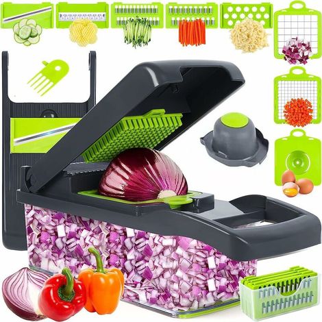 16-in-1 Küchenmandoline, Manuell, Multifunktional Mit 8 Klingen Zum Schneiden, Hacken Und Reiben Von Gemüse Und Pommes Frites