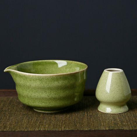 2-teiliges Tee-set: Farbwechselnde Keramik-teeschale + Schneebesen, Matcha-pinsel-set