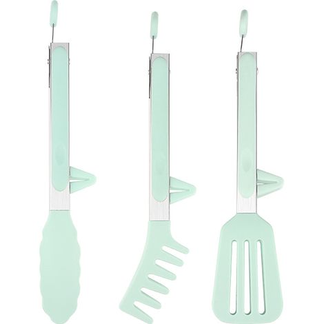3-teiliges Küchenzangen-set Aus Edelstahl, Silikon, Grillzange, Speisezange, Spaghettizange, Pastazange, Silikonzange Für Grill, Salat, Buffet, Grün