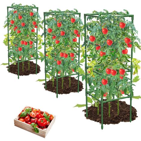 3er-set Tomatenkäfige – Quadratische Stützen Für Kletterpflanzen, Gemüse Und Blumen – Besonders Stabil Und Langlebig