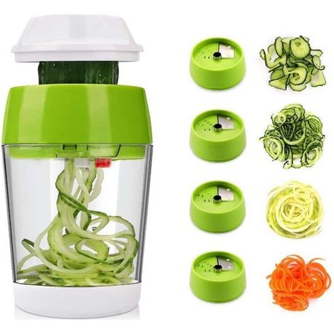 4-in-1 Gemüsespiralschneider, Multifunktionaler Manueller Gemüsespaghetti-maker, Spiralschneider Für Zucchini, Karotten, Tagliatelle, Gurken