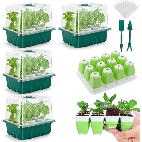 Anzuchtschale – 48-teiliges Indoor-anzuchtset, Flexible Silikon-anzuchtschalen Mit Feuchtigkeitskuppel Und 10 Cm Hohen Deckeln, Wiederverwendbar Und Spülmaschinenfest