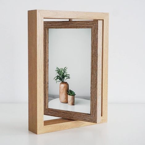 Drehbarer Bilderrahmen (6x7,5 Zoll) – Drehbar – Vertikal/horizontal – Doppelseitig – Plexiglas – Tischmodell
