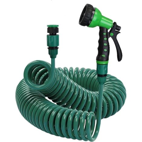 Eva-spiralschlauch – 7-funktionen-gießpistole Für Garten, Terrasse, Boot Und Gewächshaus – Flexibel Und Leicht Zu Verstauen (grün) – 30 M