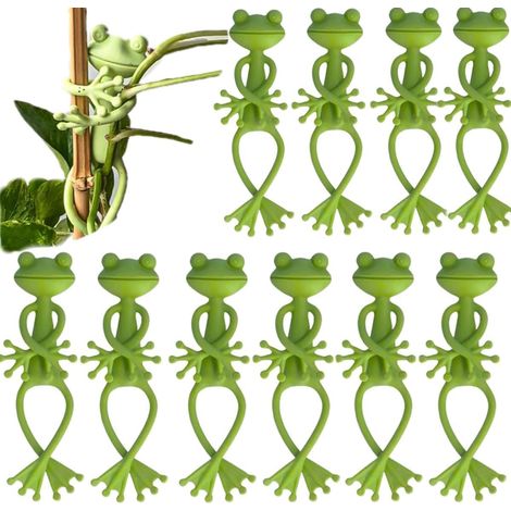 Froschförmige Pflanzenstütze, Niedlicher Froschförmiger Blumentopf, Kletterpflanzenstütze Mit Clips, Grüne Froschförmige Stützen Für Kletterpflanzen
